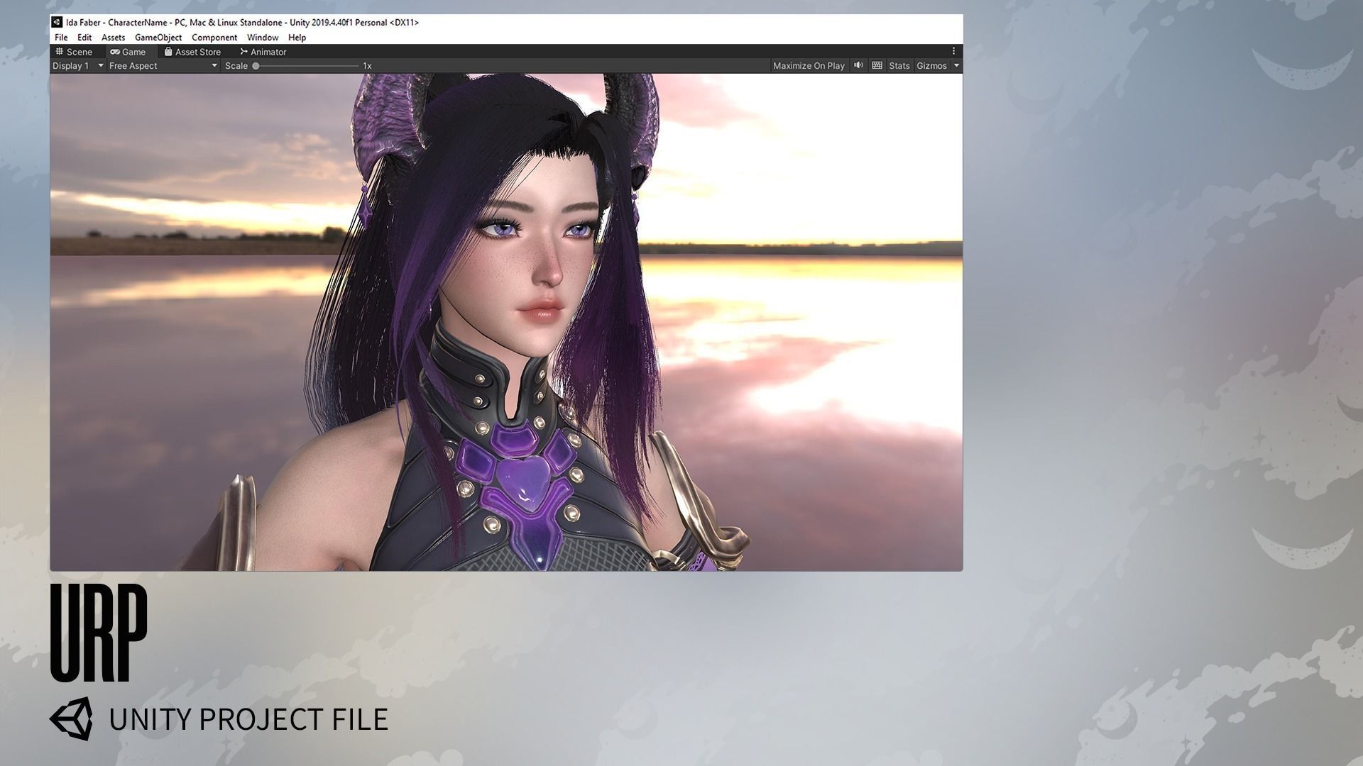 Demon Hunter Girl Nyx - Game Ready Low-poly 3D model_21