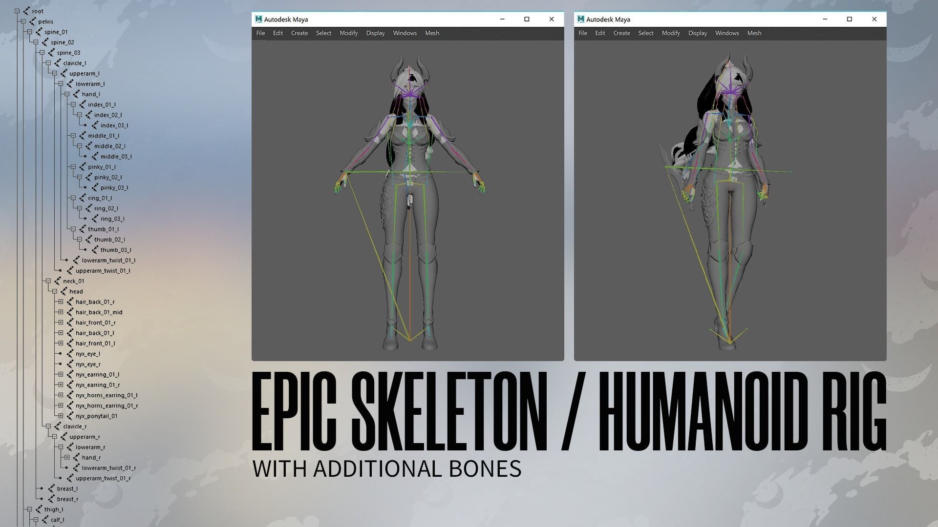 Demon Hunter Girl Nyx - Game Ready Low-poly 3D model_13