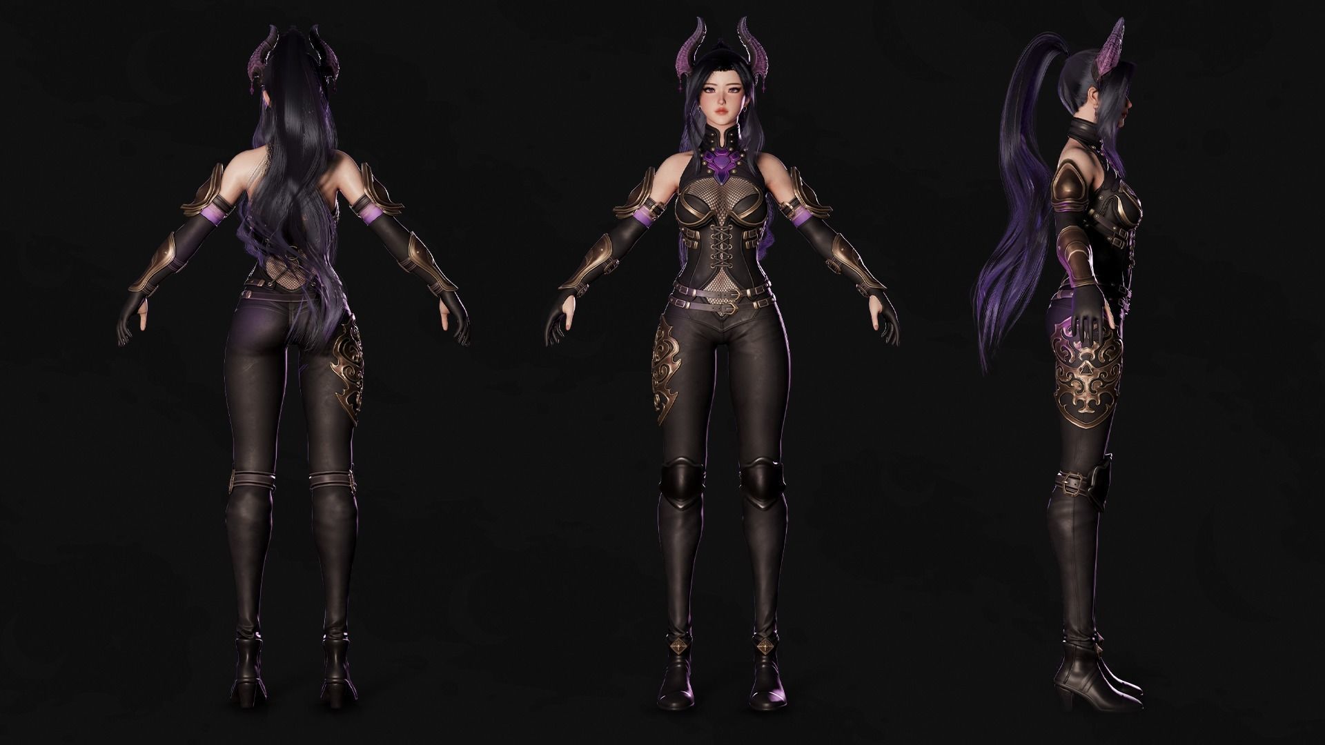 Demon Hunter Girl Nyx - Game Ready Low-poly 3D model_23