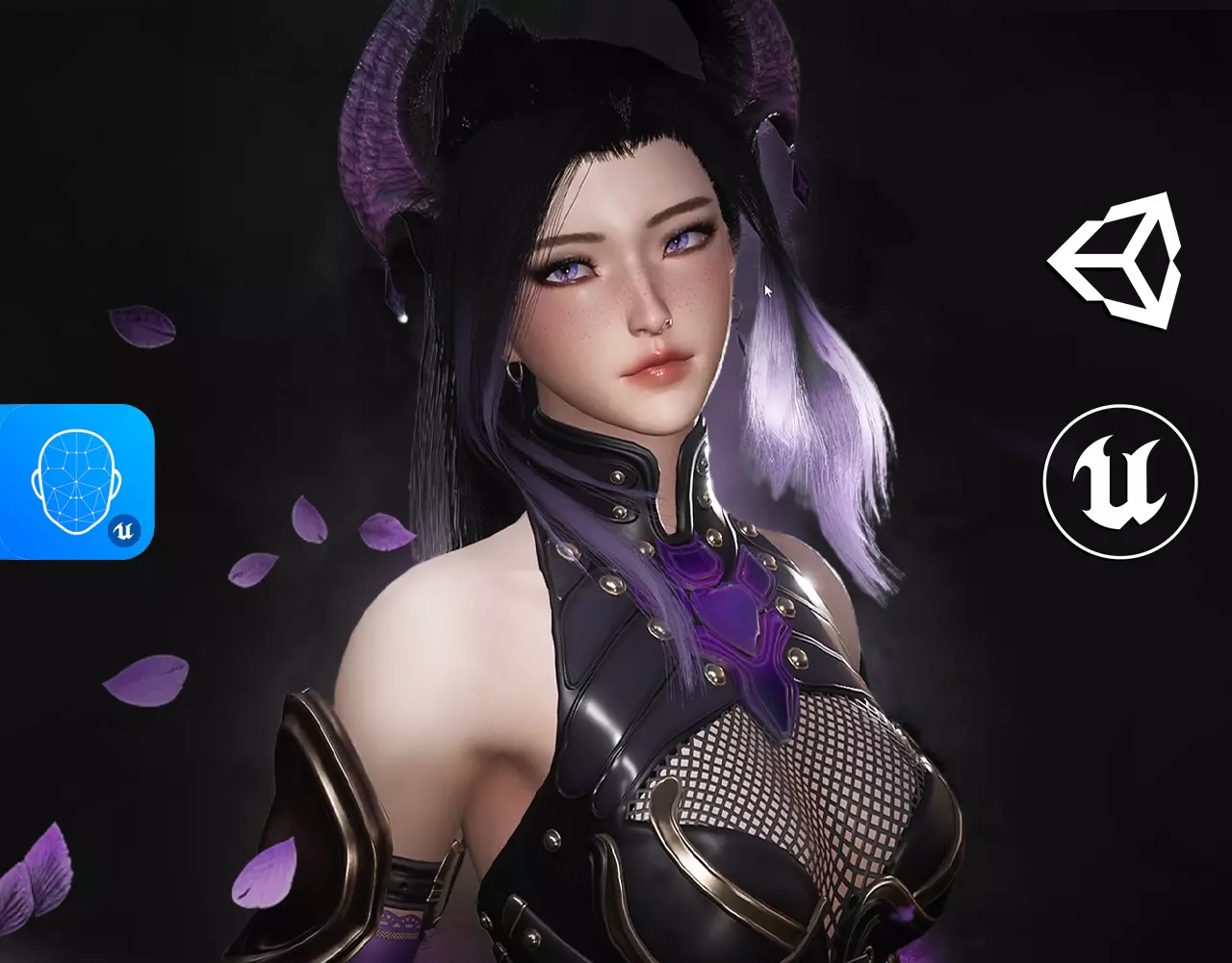 Demon Hunter Girl Nyx - Game Ready Low-poly 3D model_0