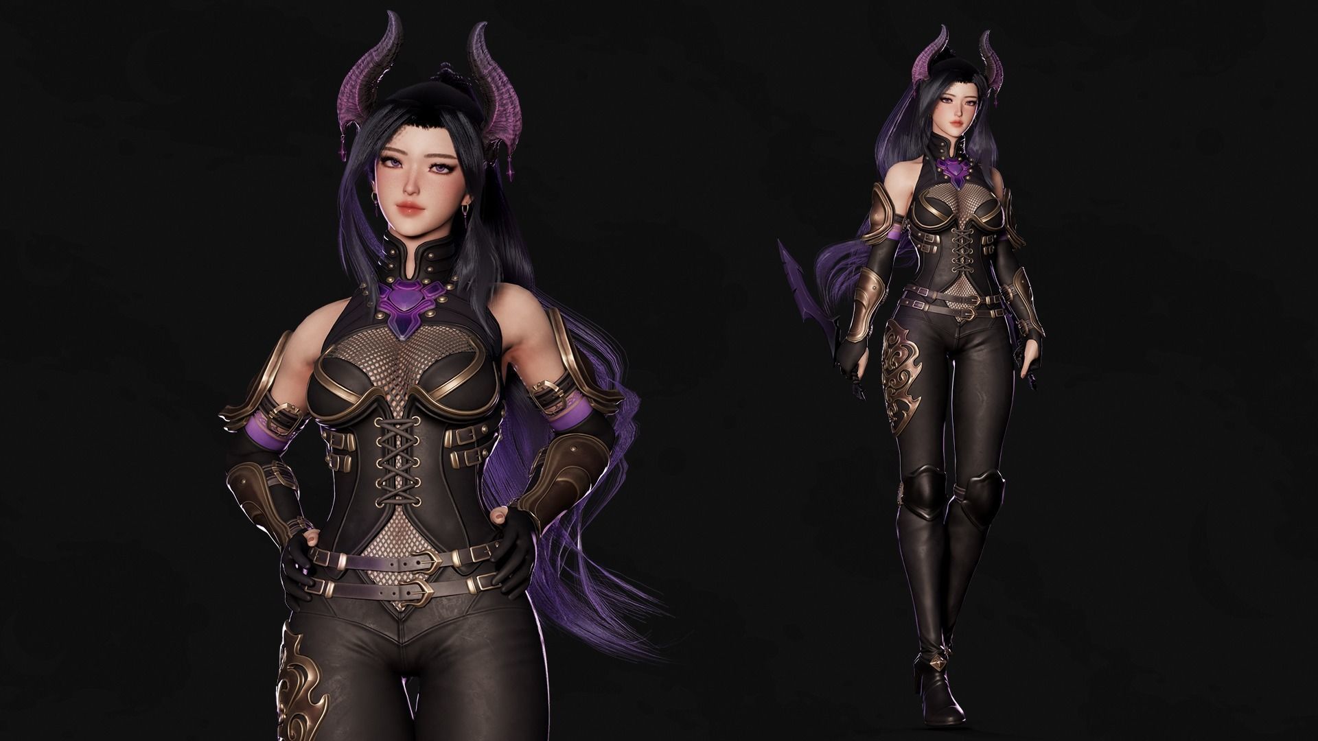Demon Hunter Girl Nyx - Game Ready Low-poly 3D model_3