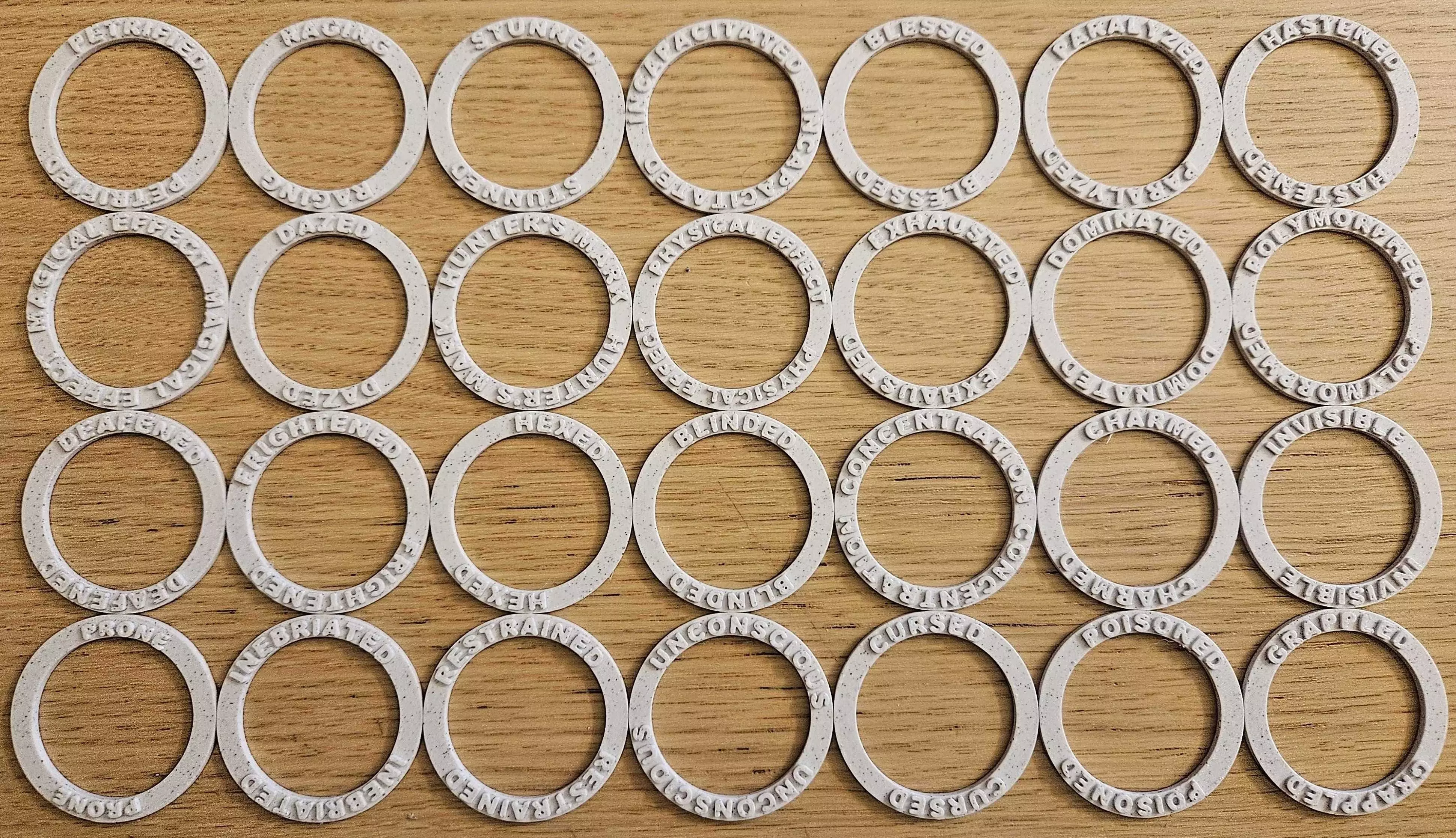 Dungeons and Dragons DnD Condition Rings Set of 28 3D print model