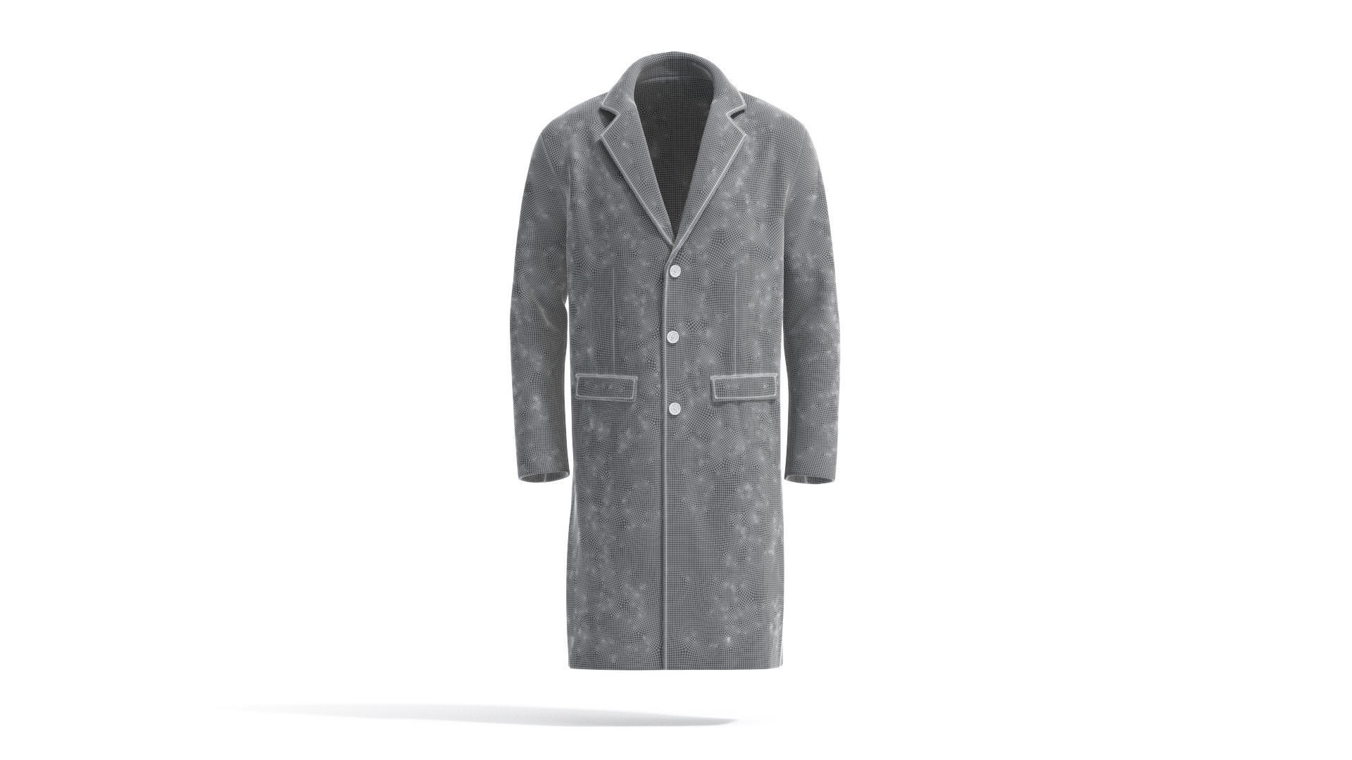 Black Wool Coat - casual mens outercoat jacket 3D model_8