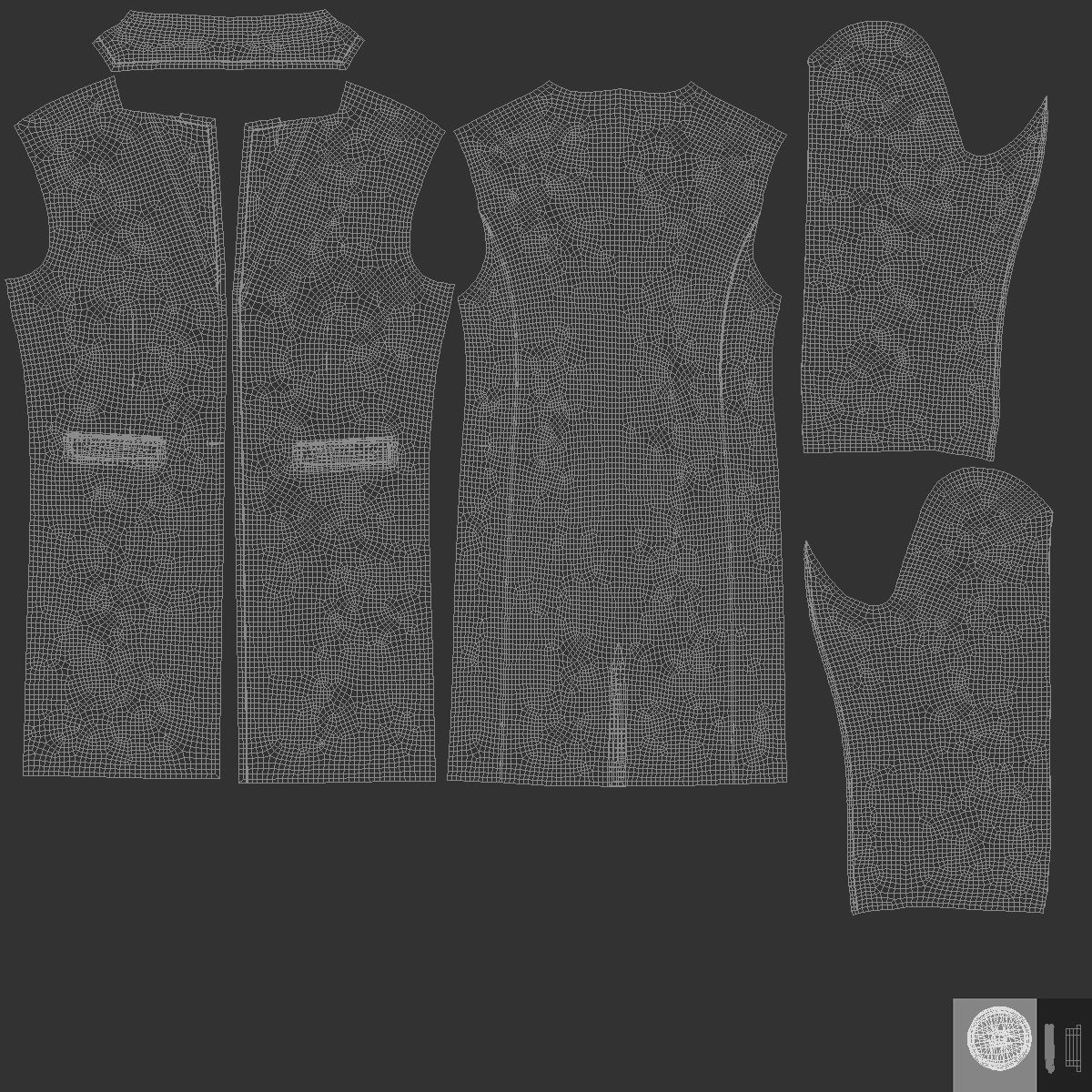 Black Wool Coat - casual mens outercoat jacket 3D model_6