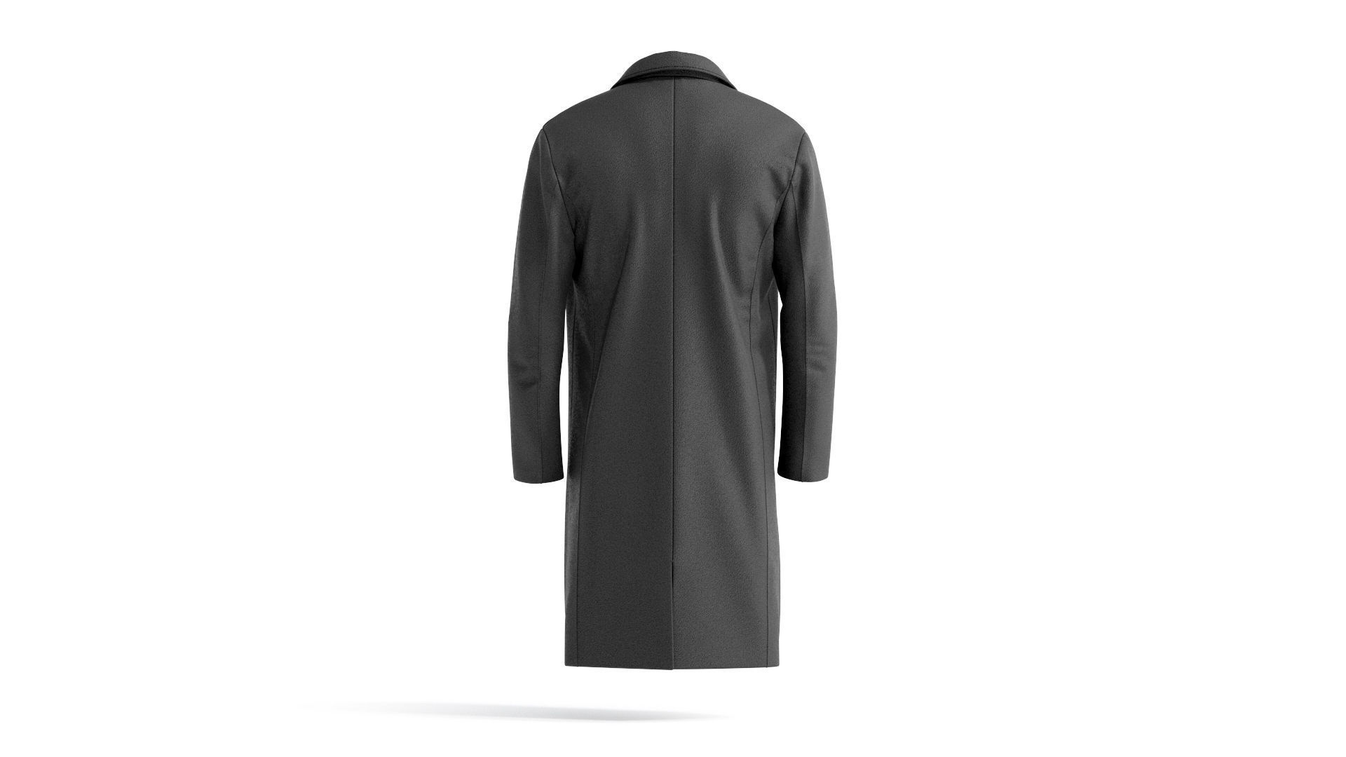 Black Wool Coat - casual mens outercoat jacket 3D model_1