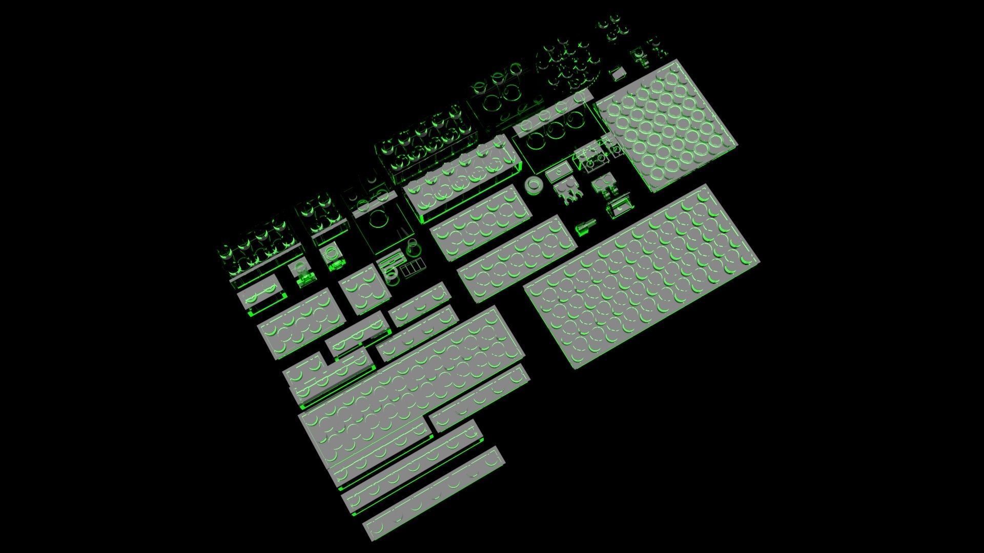 Green Glass Lego Bricks Set 3D model_8