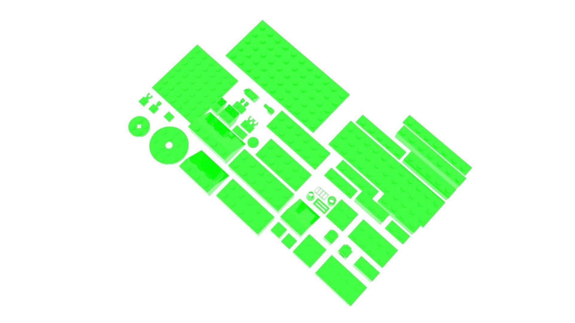 Green Glass Lego Bricks Set 3D model_12