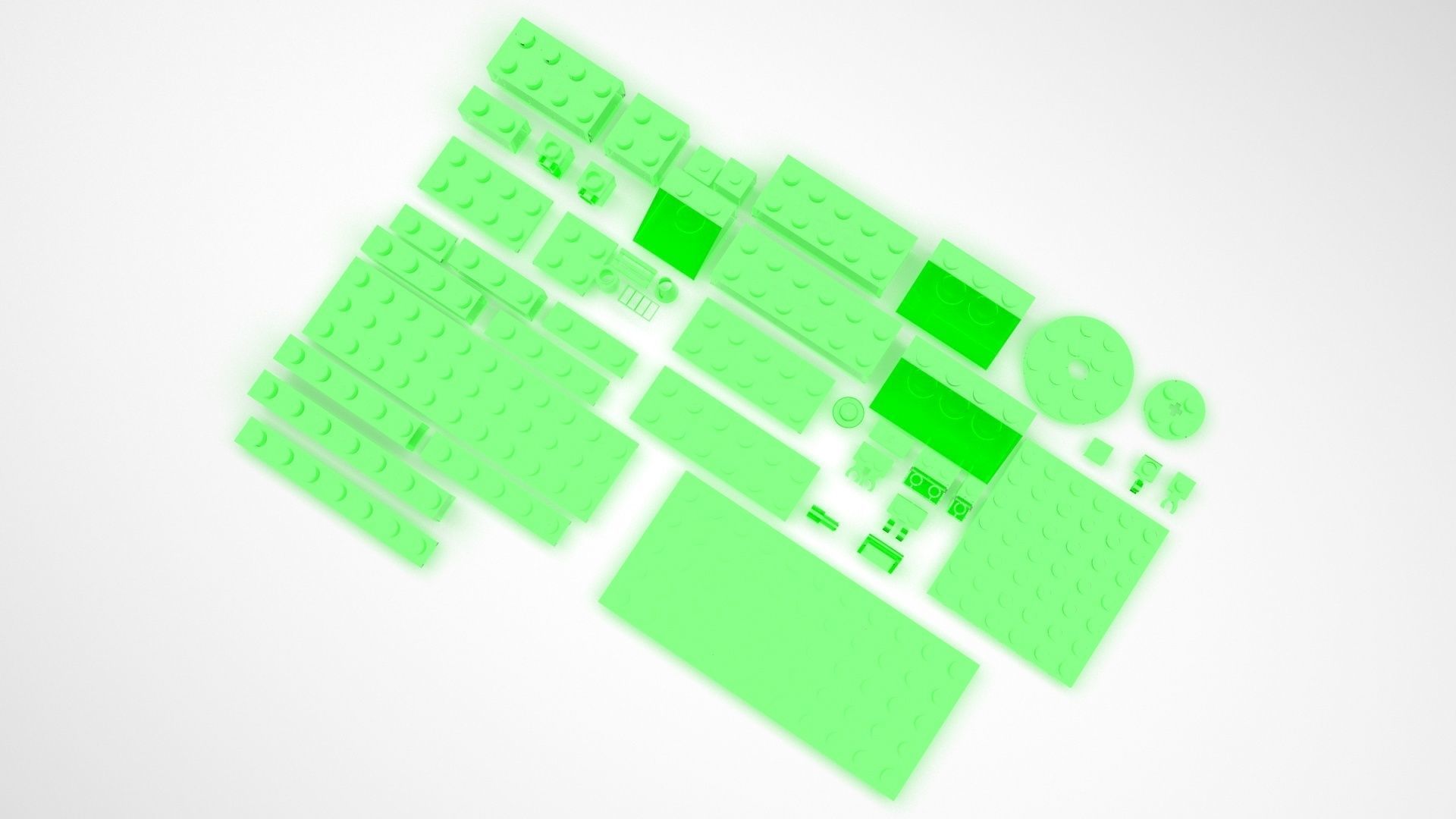 Green Glass Lego Bricks Set 3D model_1
