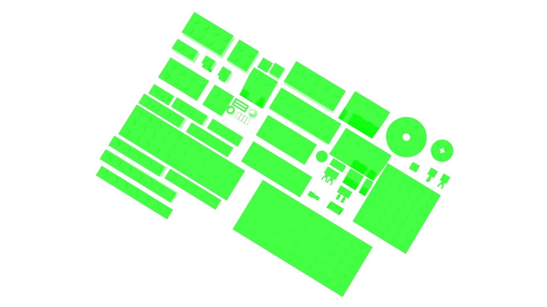 Green Glass Lego Bricks Set 3D model_10