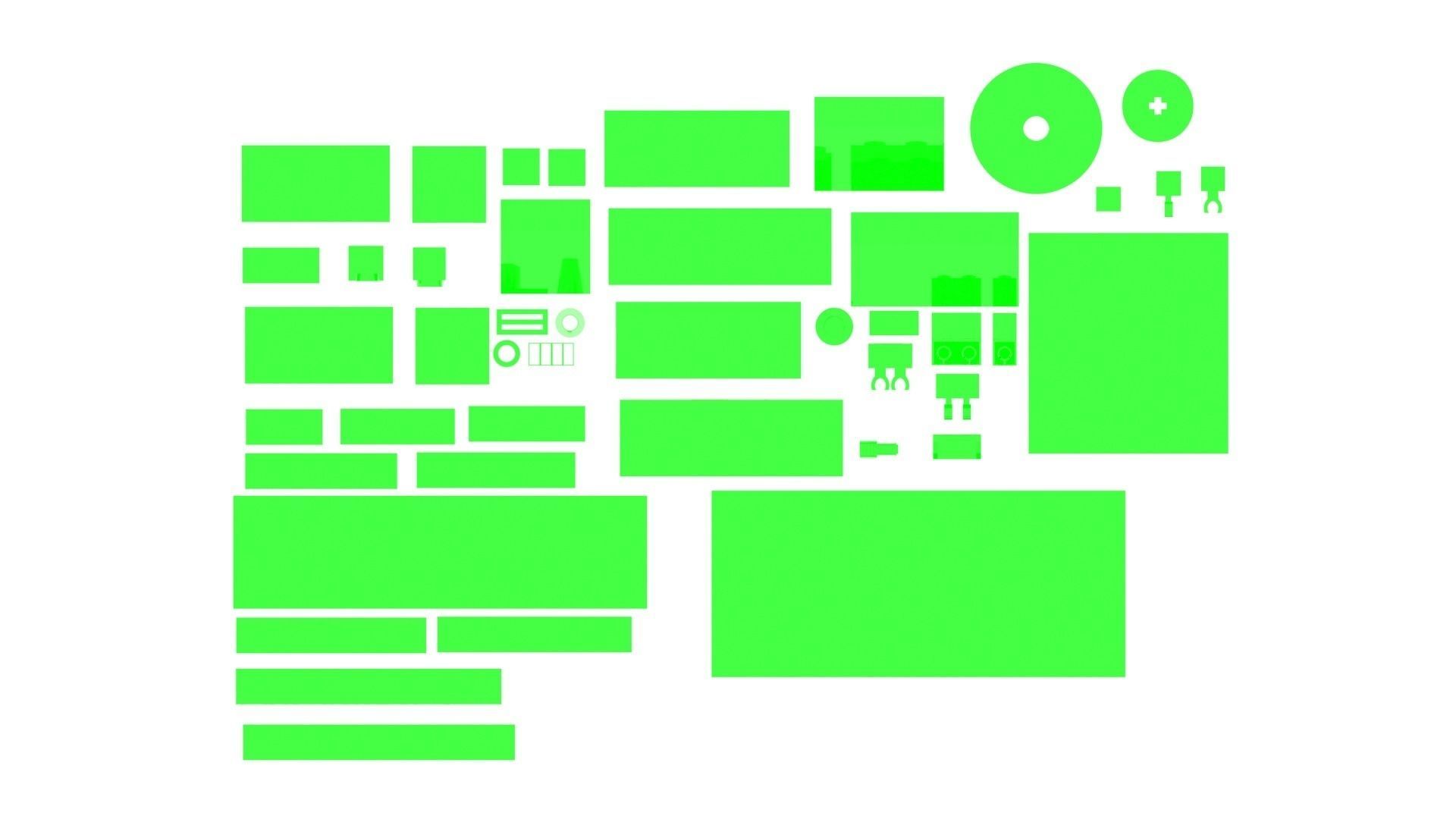 Green Glass Lego Bricks Set 3D model_14