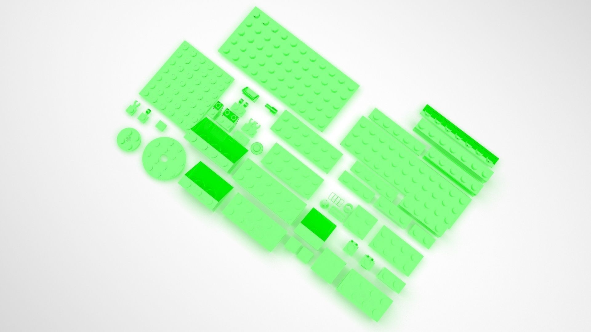 Green Glass Lego Bricks Set 3D model_3
