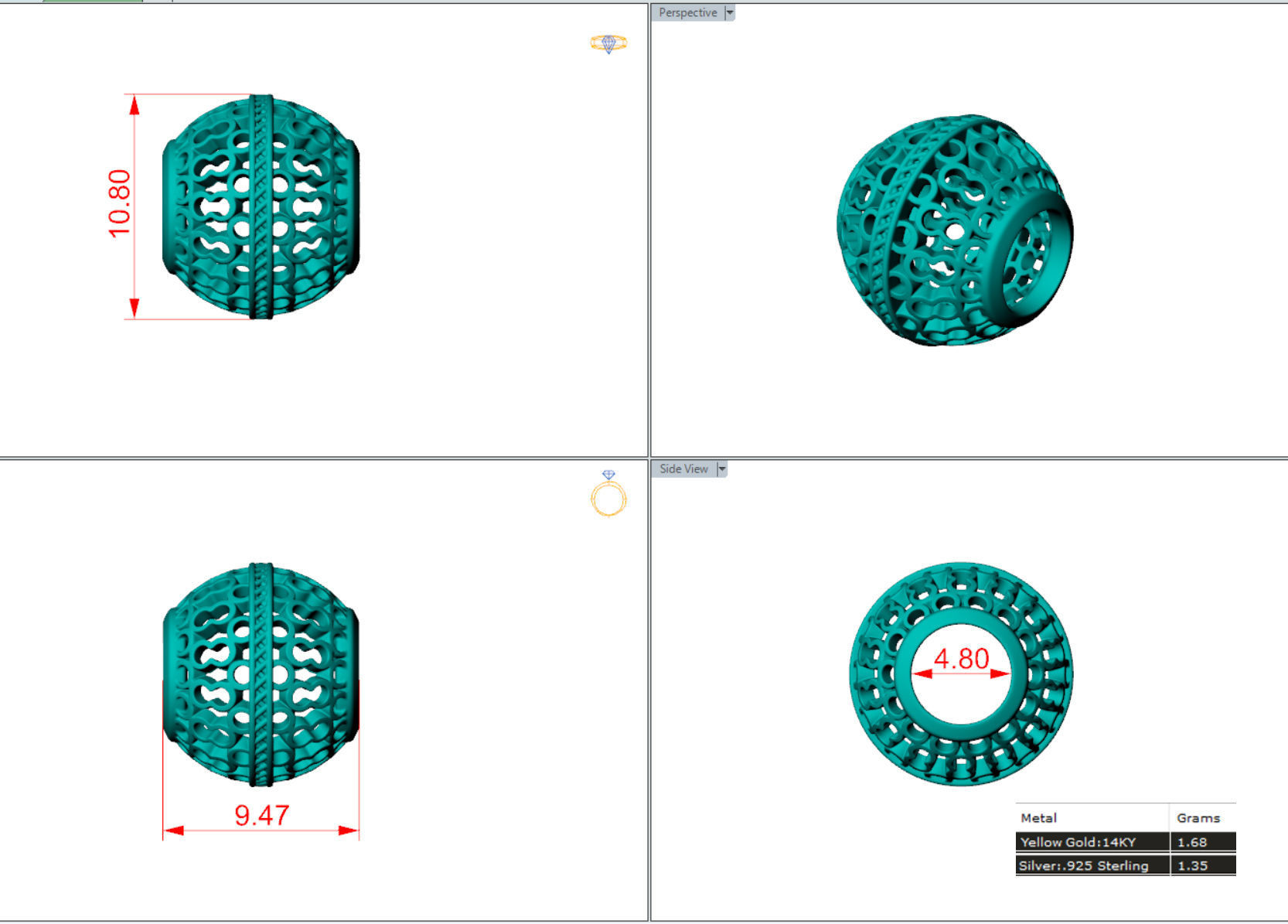 hollow bead charm for 3D print 3D print model_1