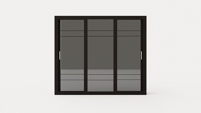 Vesper Wardrobe 250 Cm 3 Sliding Doors Black Low-poly 3D model