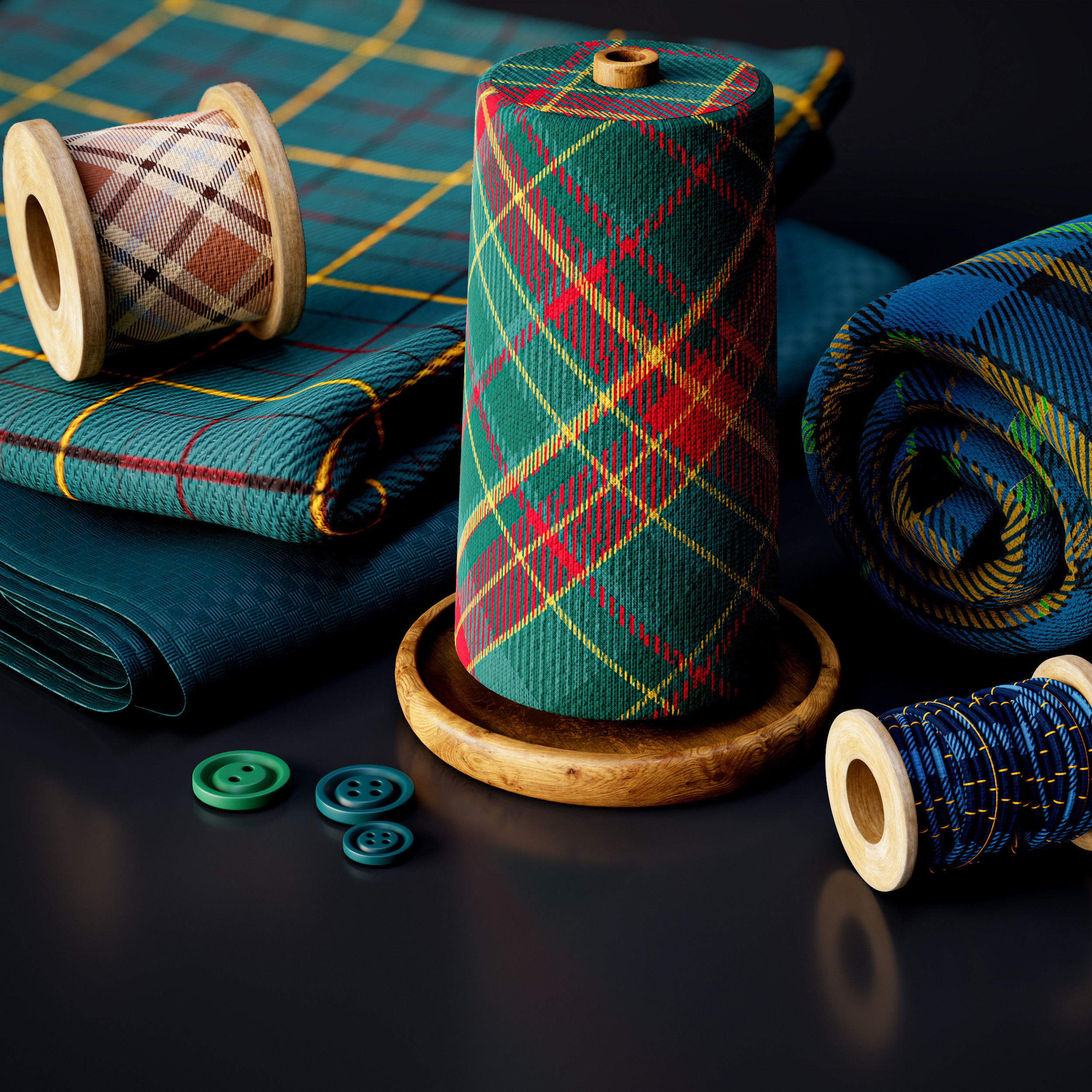 50 Tartan Fabric Material -Sbsar -Tutorial Vol-7 Texture_9