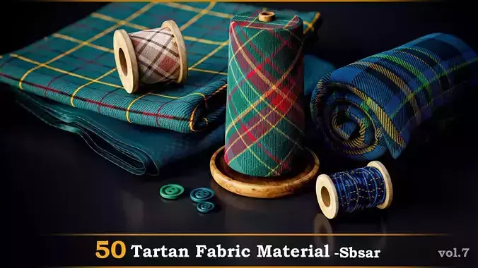 50 Tartan Fabric Material -Sbsar -Tutorial Vol-7 Texture
