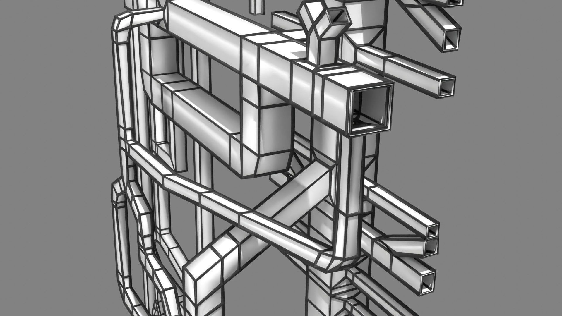 Human arterial system schematic 3D 3D model_105