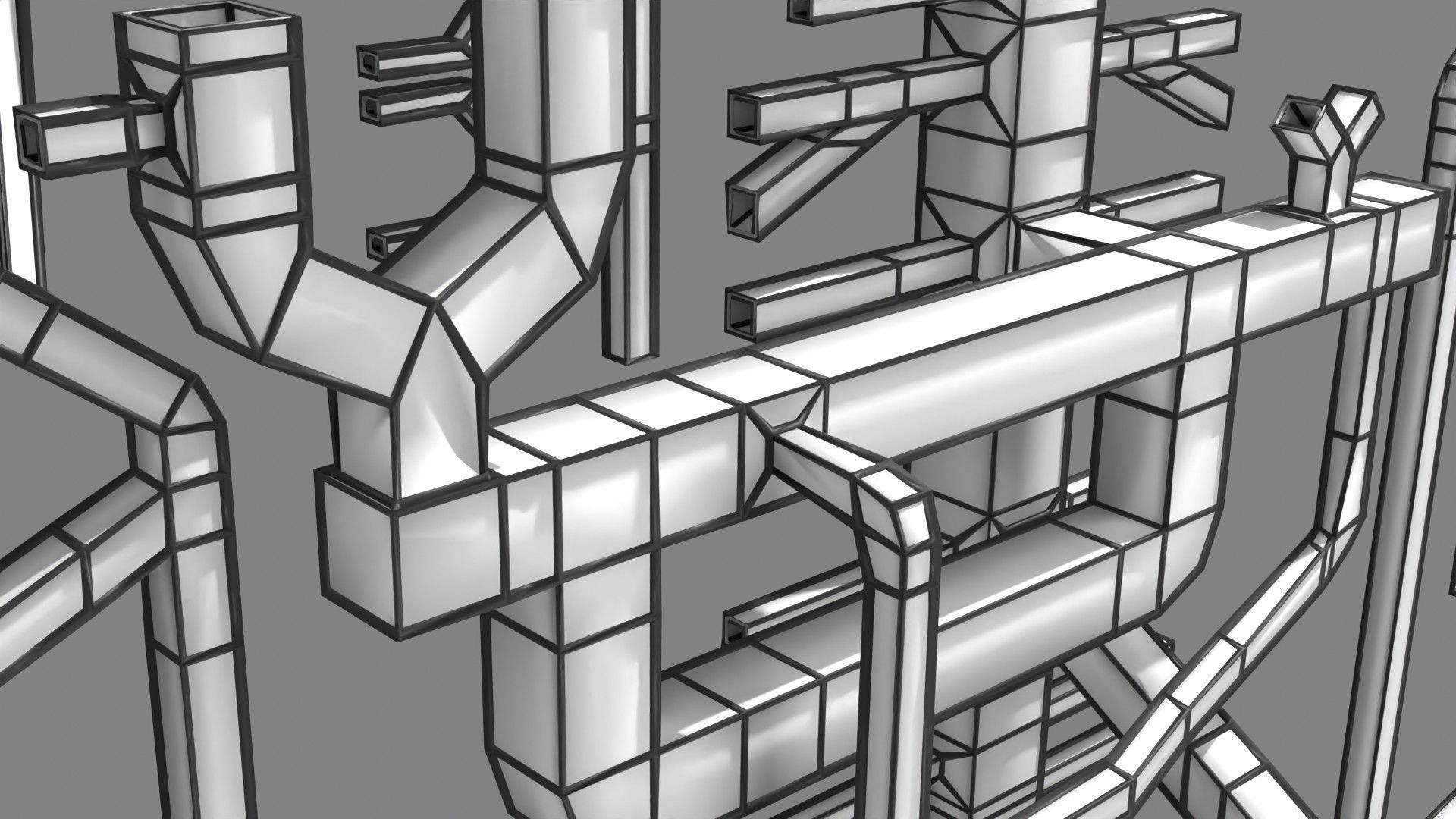 Human arterial system schematic 3D 3D model_106