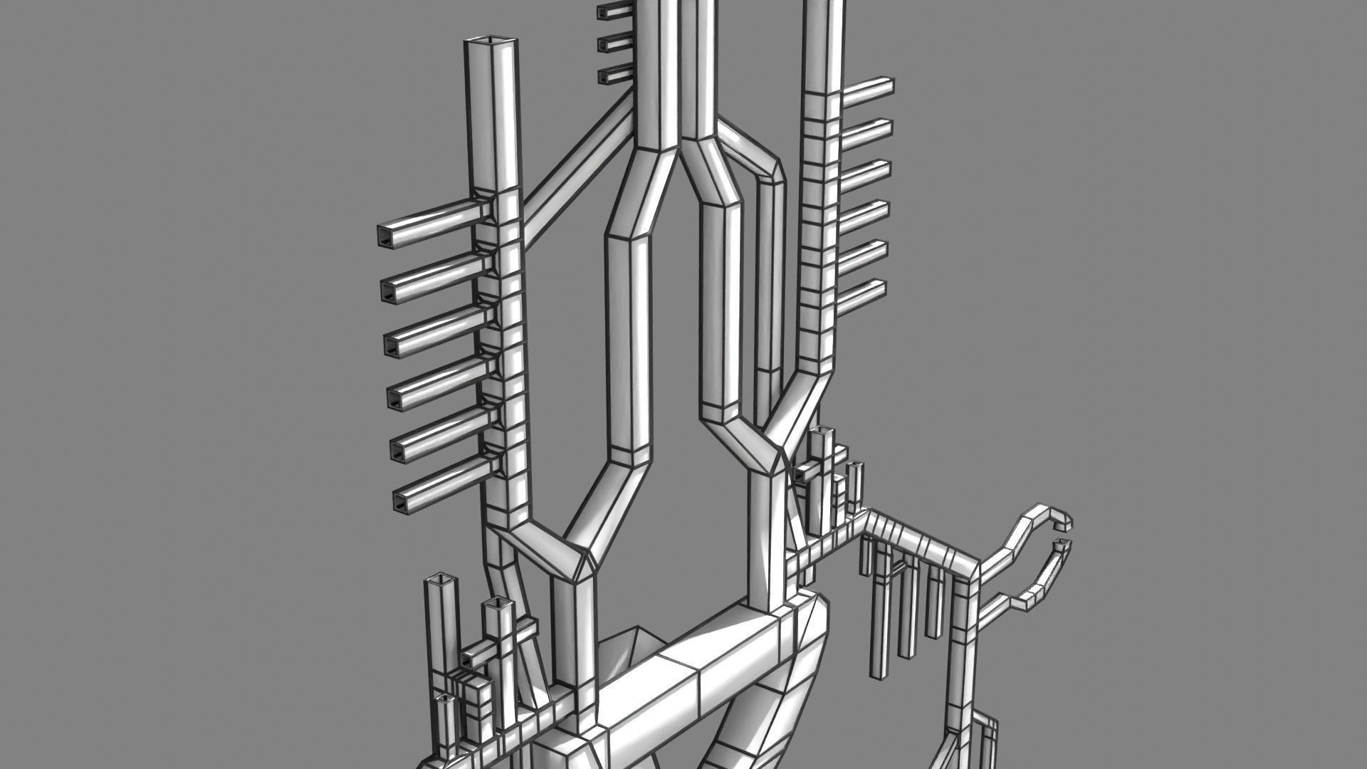 Human arterial system schematic 3D 3D model_92