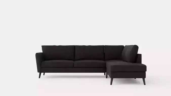 Trend Sofa 3 Seater With Chaise Lounge Right Velvet Dark Gray