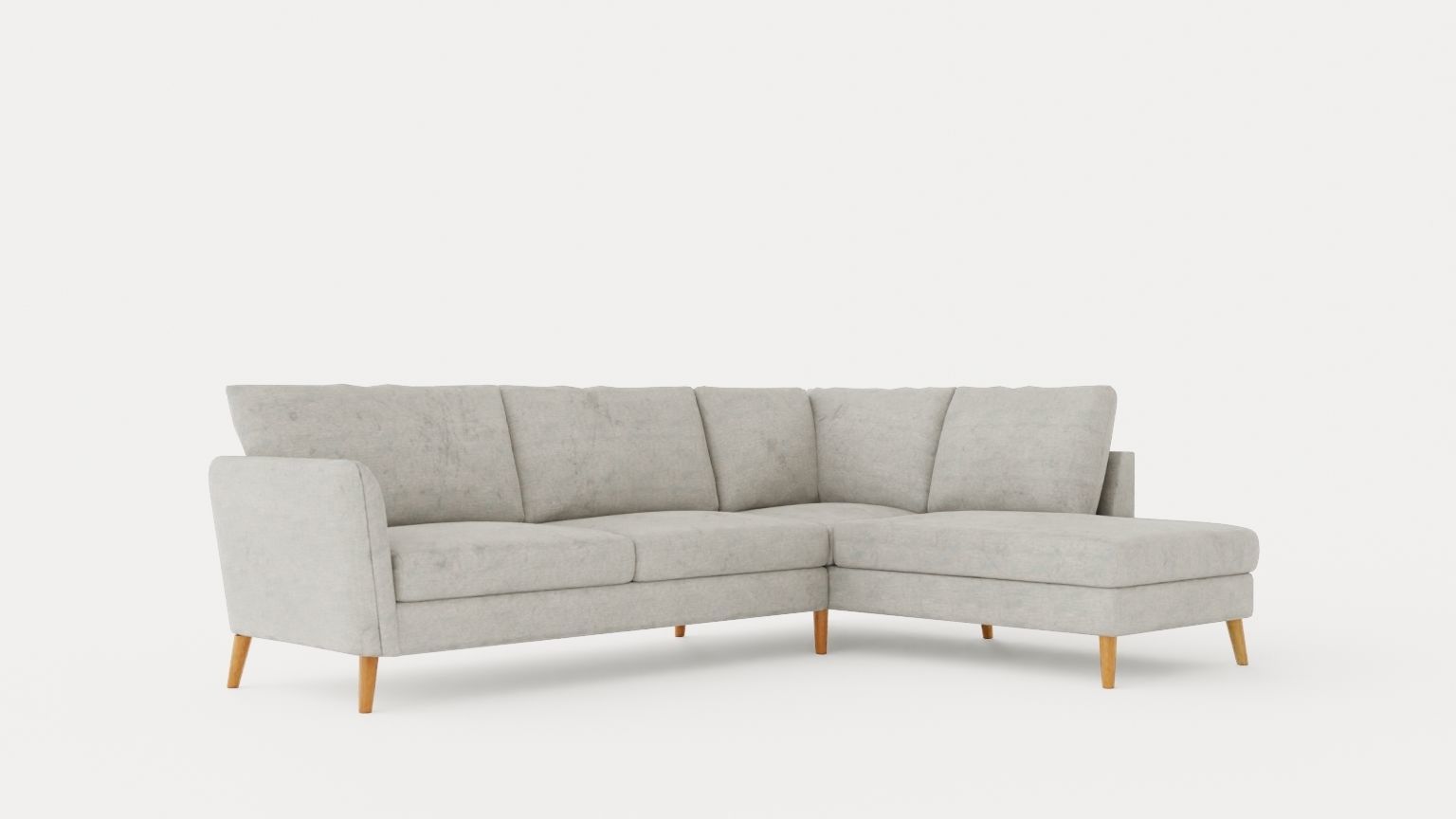 Trend Sofa 3 Seater With Chaise Lounge Right Light Gray Low-poly 3D model_1