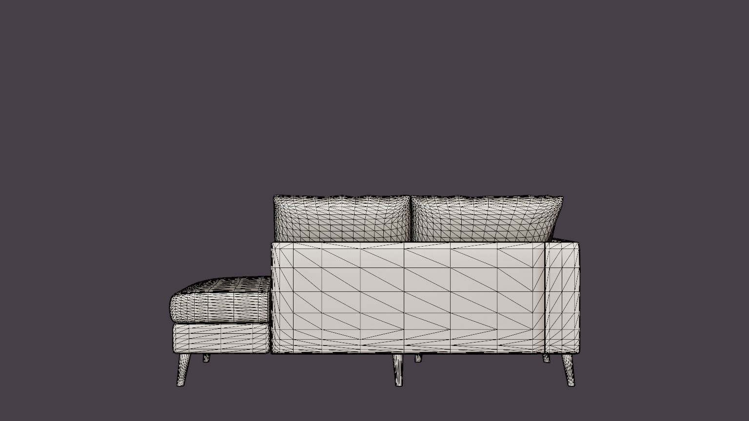 Trend Sofa 3 Seater With Chaise Lounge Right Light Gray Low-poly 3D model_7