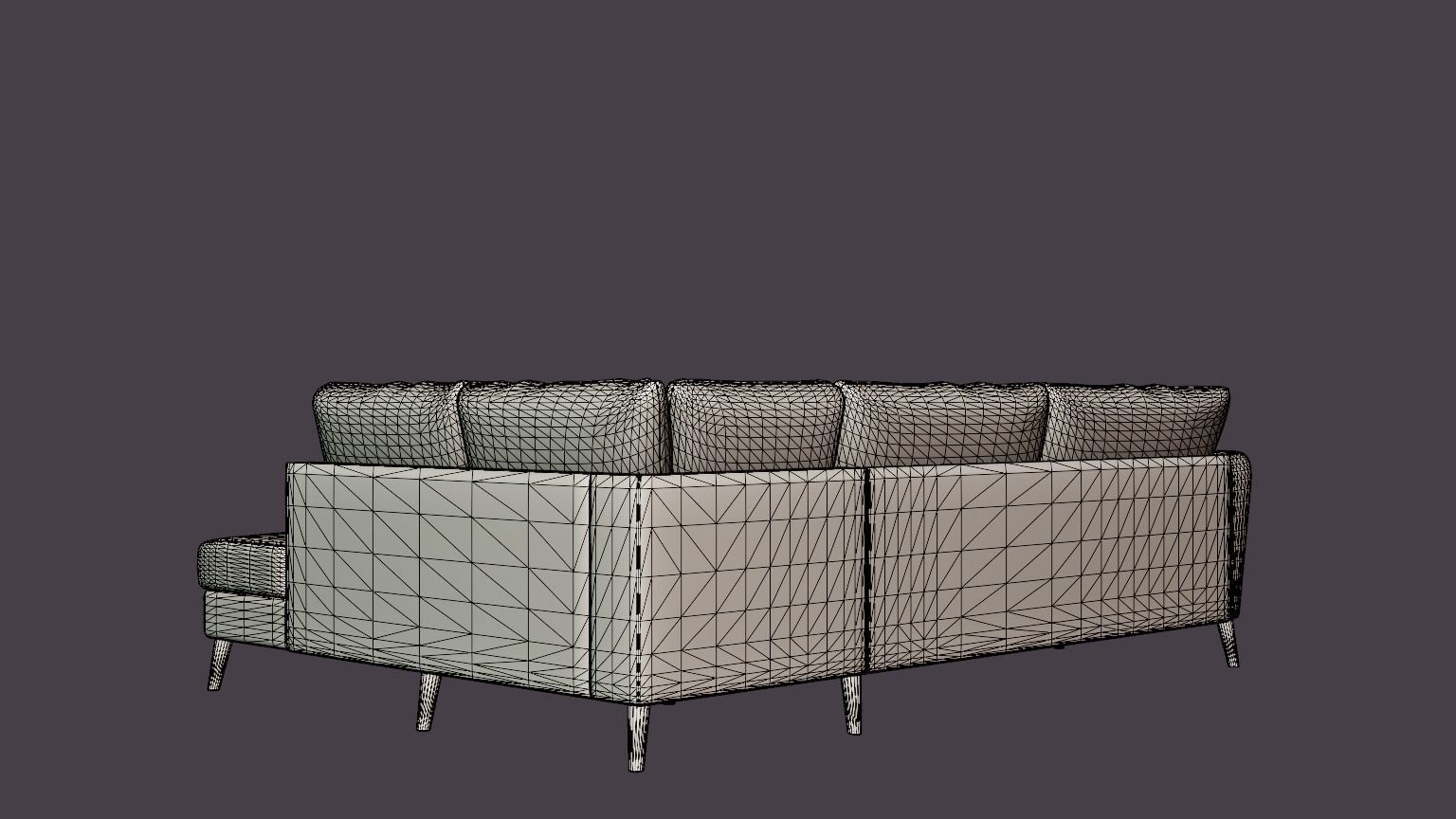 Trend Sofa 3 Seater With Chaise Lounge Right Light Gray Low-poly 3D model_6