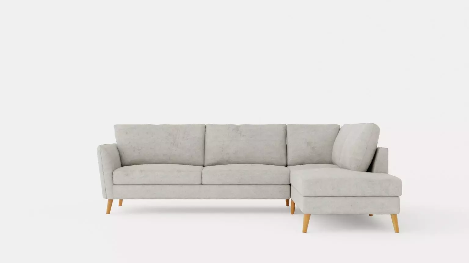 Trend Sofa 3 Seater With Chaise Lounge Right Light Gray Low-poly 3D model_0