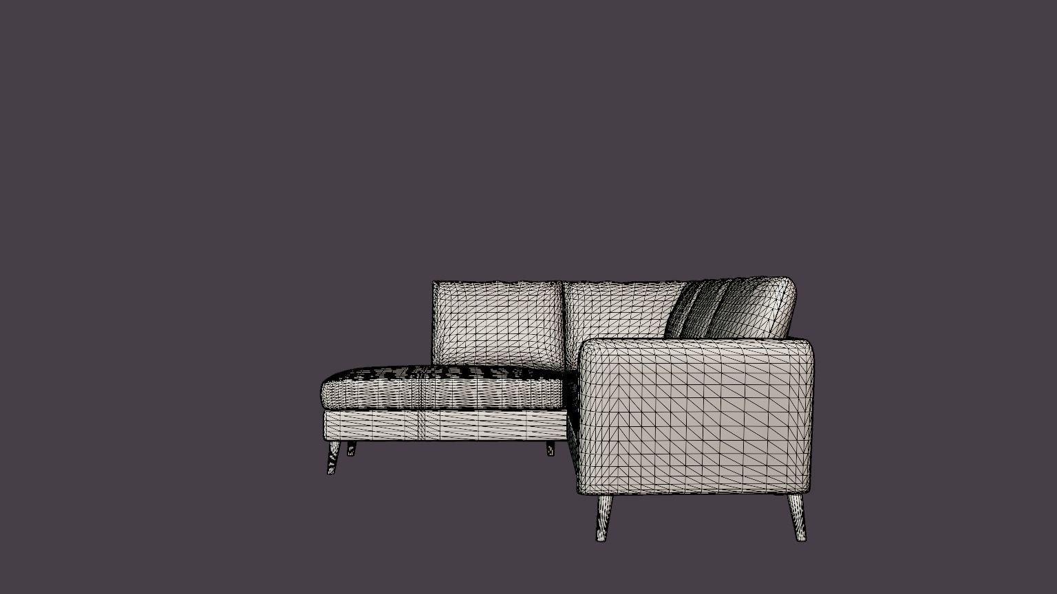 Trend Sofa 3 Seater With Chaise Lounge Left Light Gray Low-poly 3D model_7