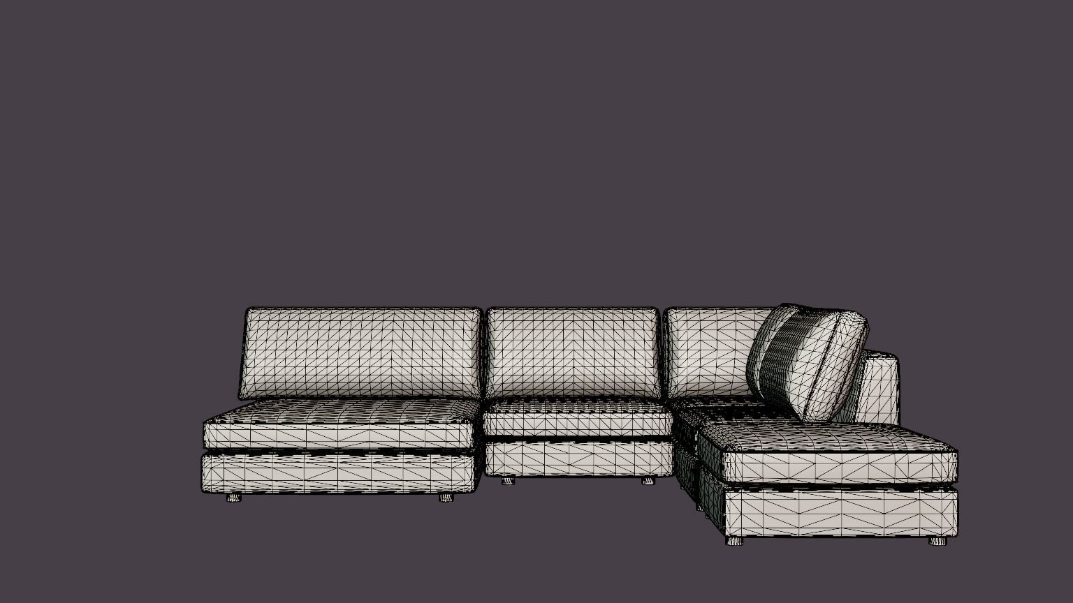 The Arken Modulhorn Sofa With Divan Reversible Velvet Light Gray Low-poly 3D model_7