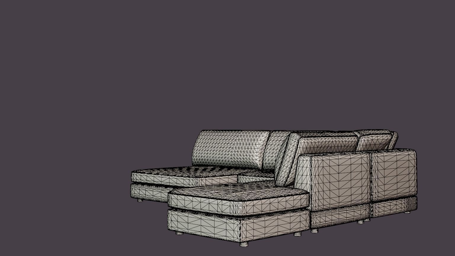 The Arken Modulhorn Sofa With Divan Reversible Velvet Light Gray Low-poly 3D model_6