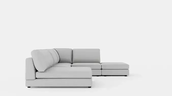 The Arken Modulhorn Sofa With Divan Reversible Velvet Light Gray