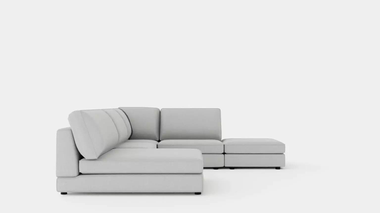The Arken Modulhorn Sofa With Divan Reversible Velvet Light Gray Low-poly 3D model_0