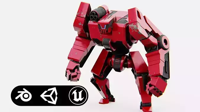 COMBAT DROID XARA  Rigged for Unreal Engine - Unity - MIXAMO 3D model