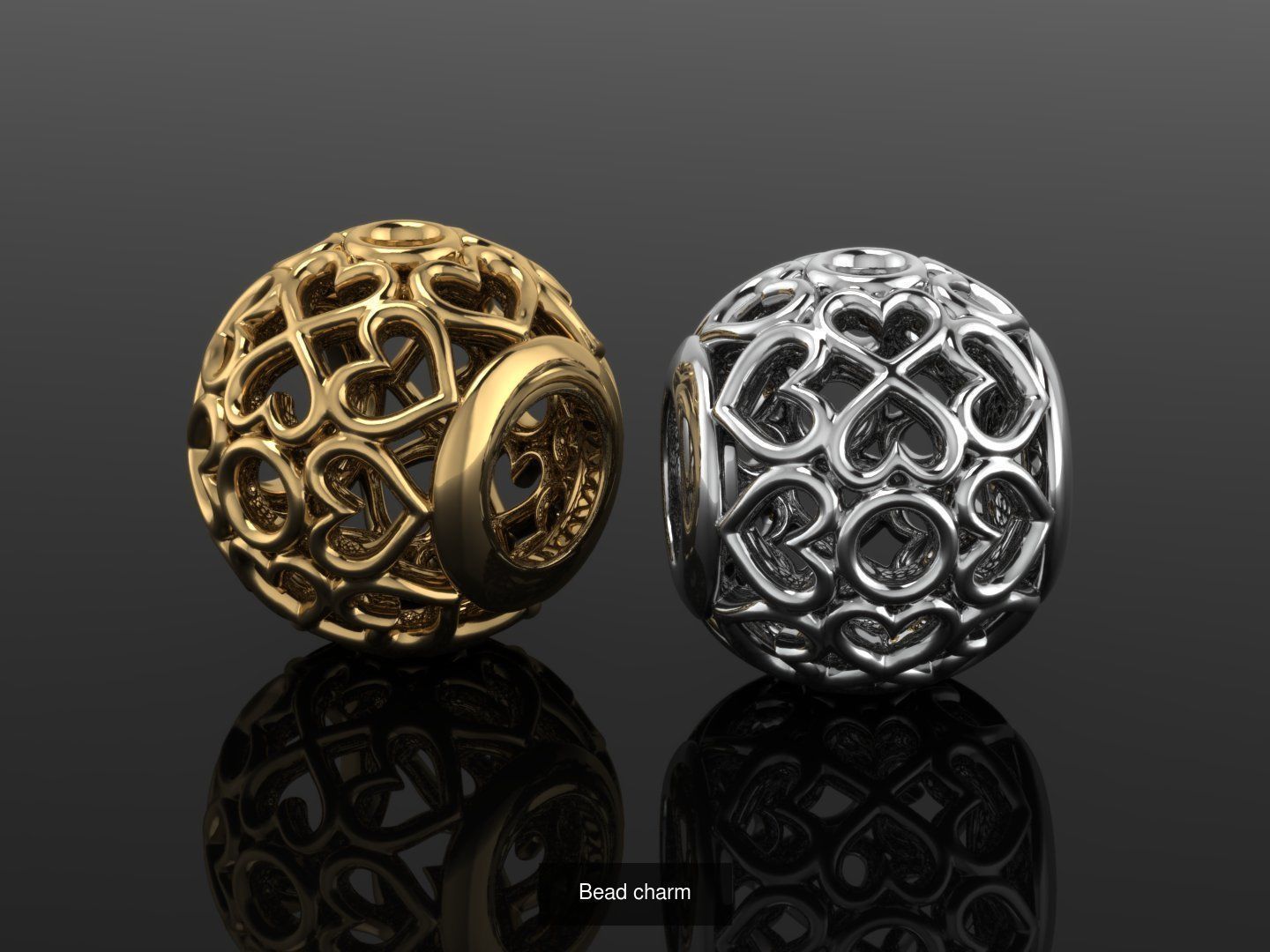 Heart and flower charm 3D Model Collection_1