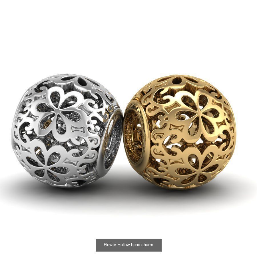 Heart and flower charm 3D Model Collection_4