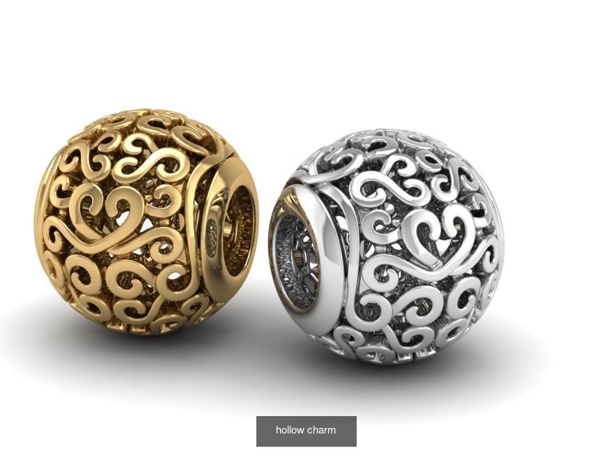 Heart and flower charm 3D Model Collection_2