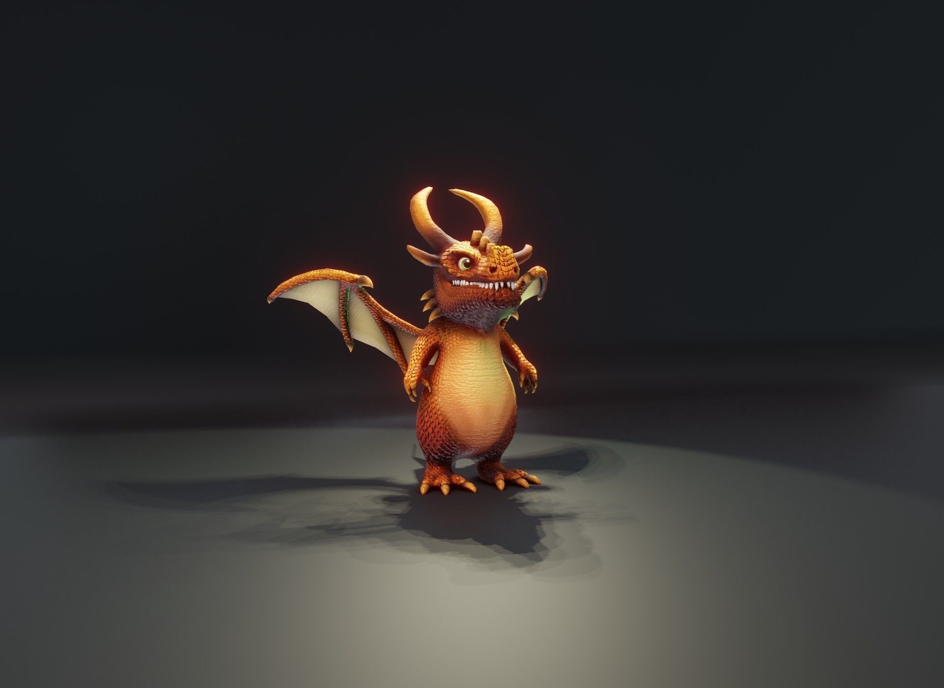 Cartoon Bronze Dragon Animated 3D Model Low-poly 3D model_21