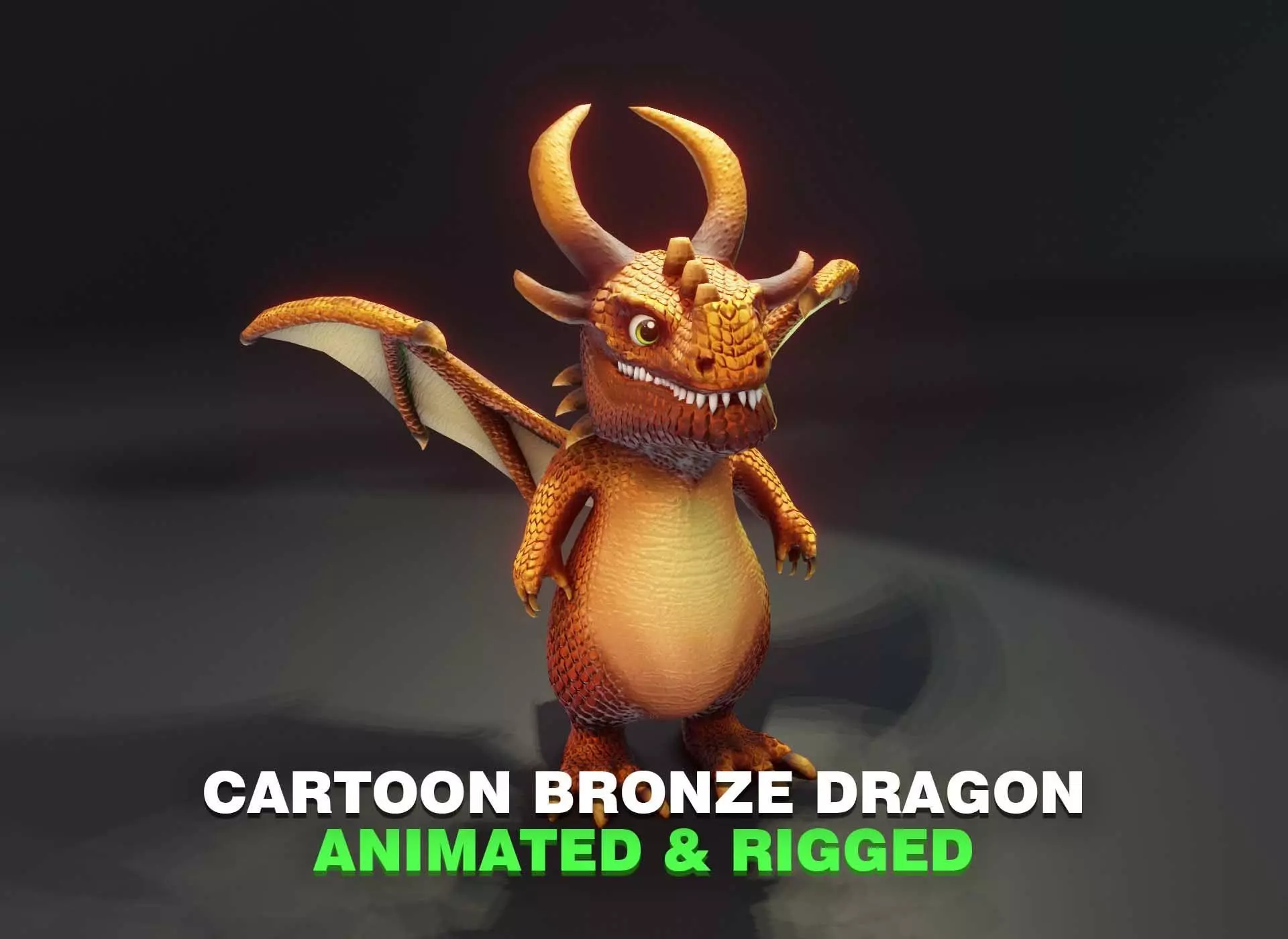 Cartoon Bronze Dragon Animated 3D Model Low-poly 3D model_0