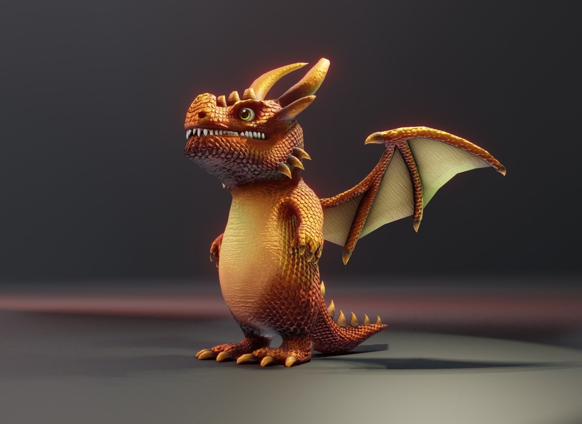 Cartoon Bronze Dragon Animated 3D Model Low-poly 3D model_11