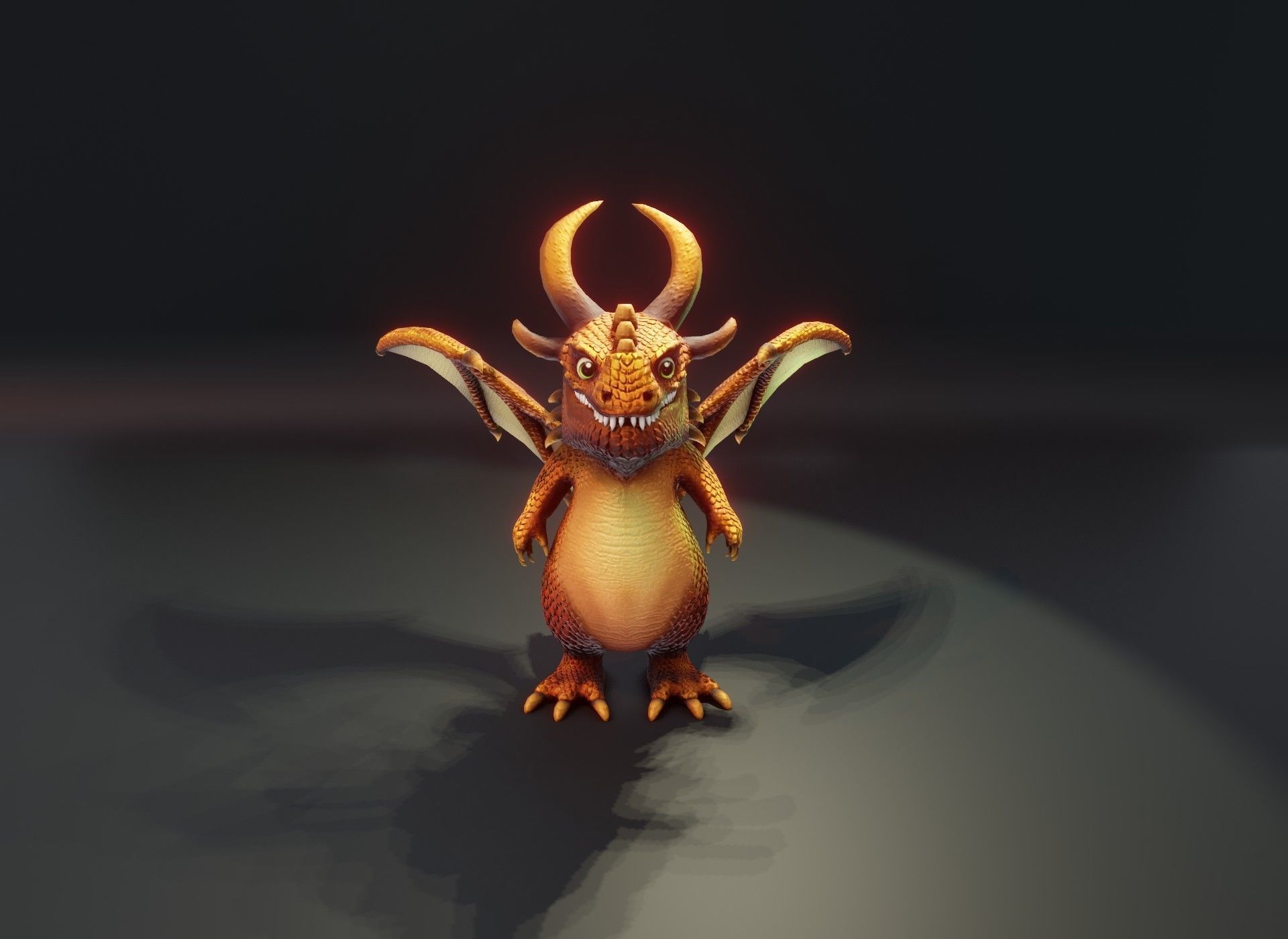 Cartoon Bronze Dragon Animated 3D Model Low-poly 3D model_12