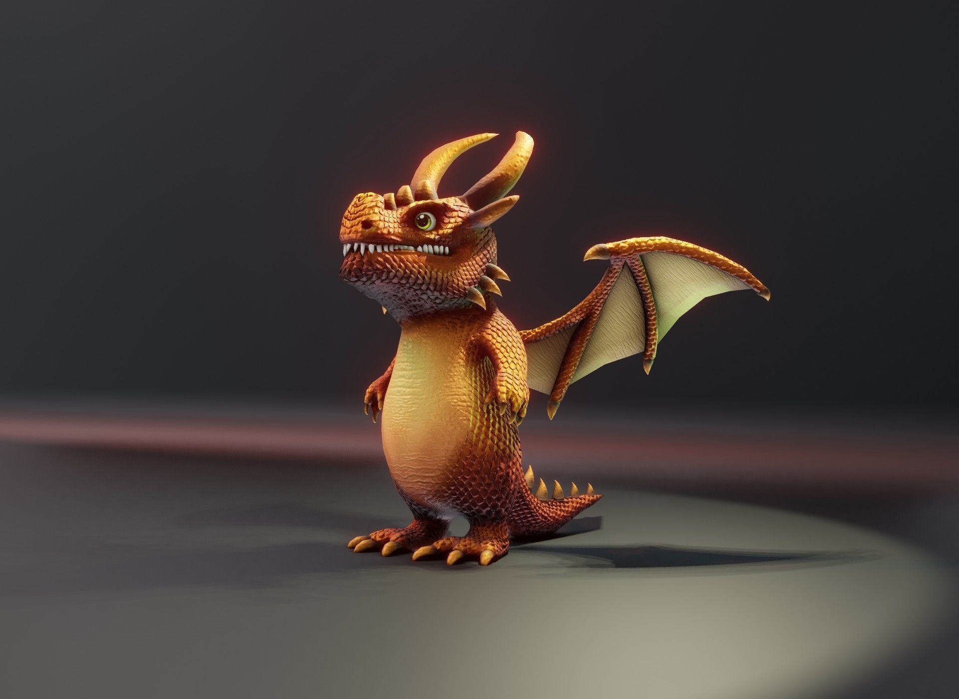 Cartoon Bronze Dragon Animated 3D Model Low-poly 3D model_14