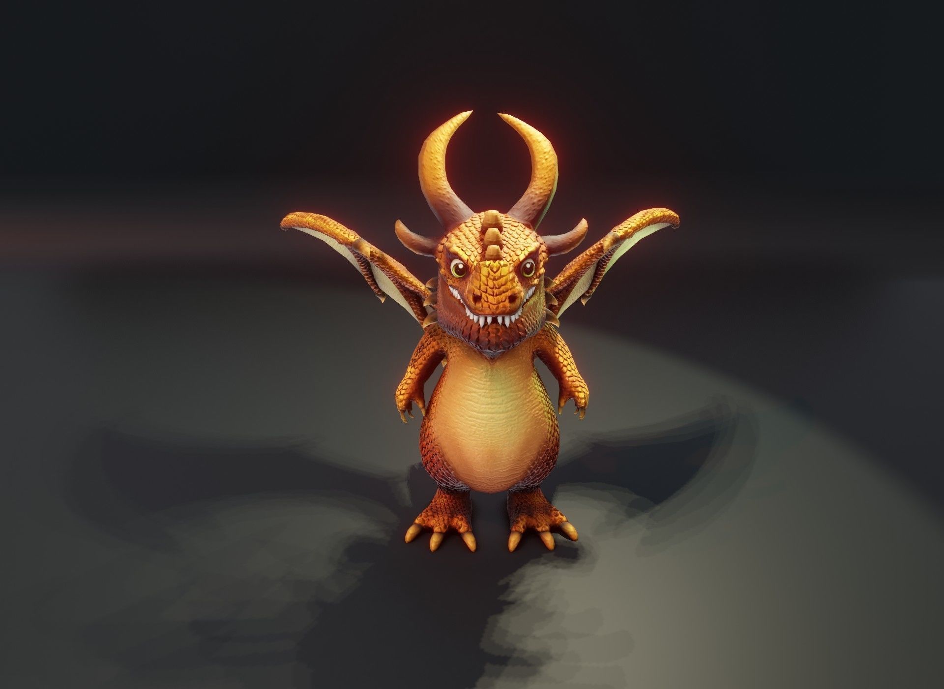 Cartoon Bronze Dragon Animated 3D Model Low-poly 3D model_5