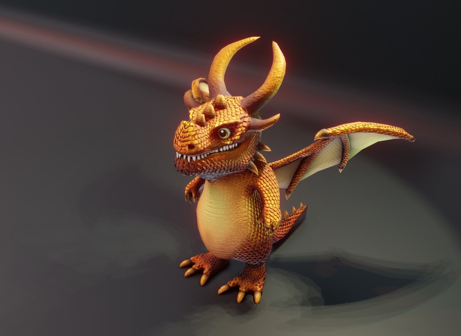 Cartoon Bronze Dragon Animated 3D Model Low-poly 3D model_6