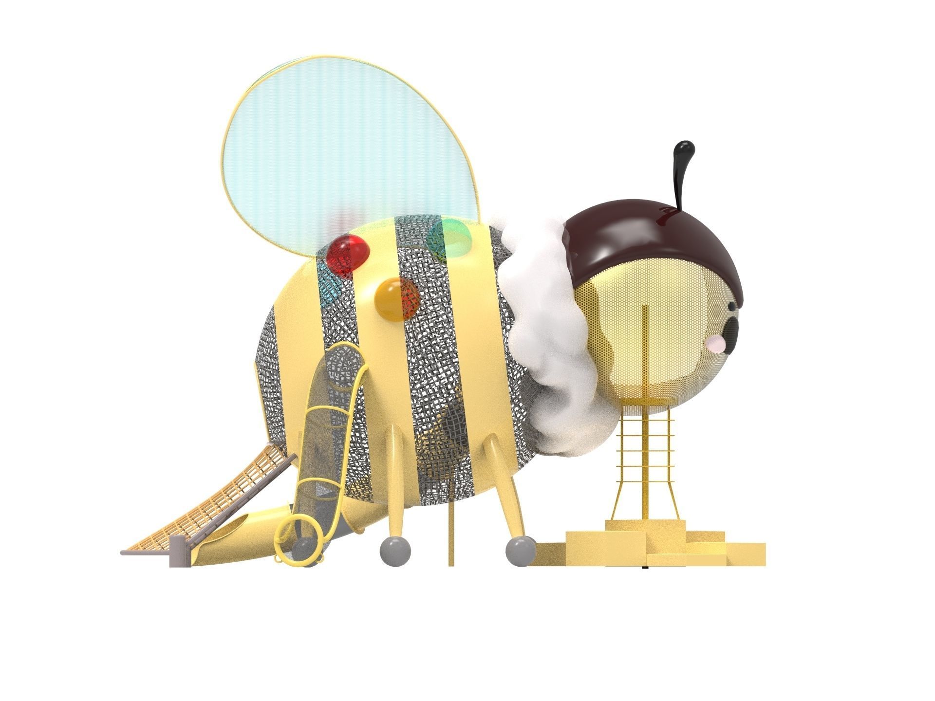 The Bee-Themed Children Playground in Park 3D model_8