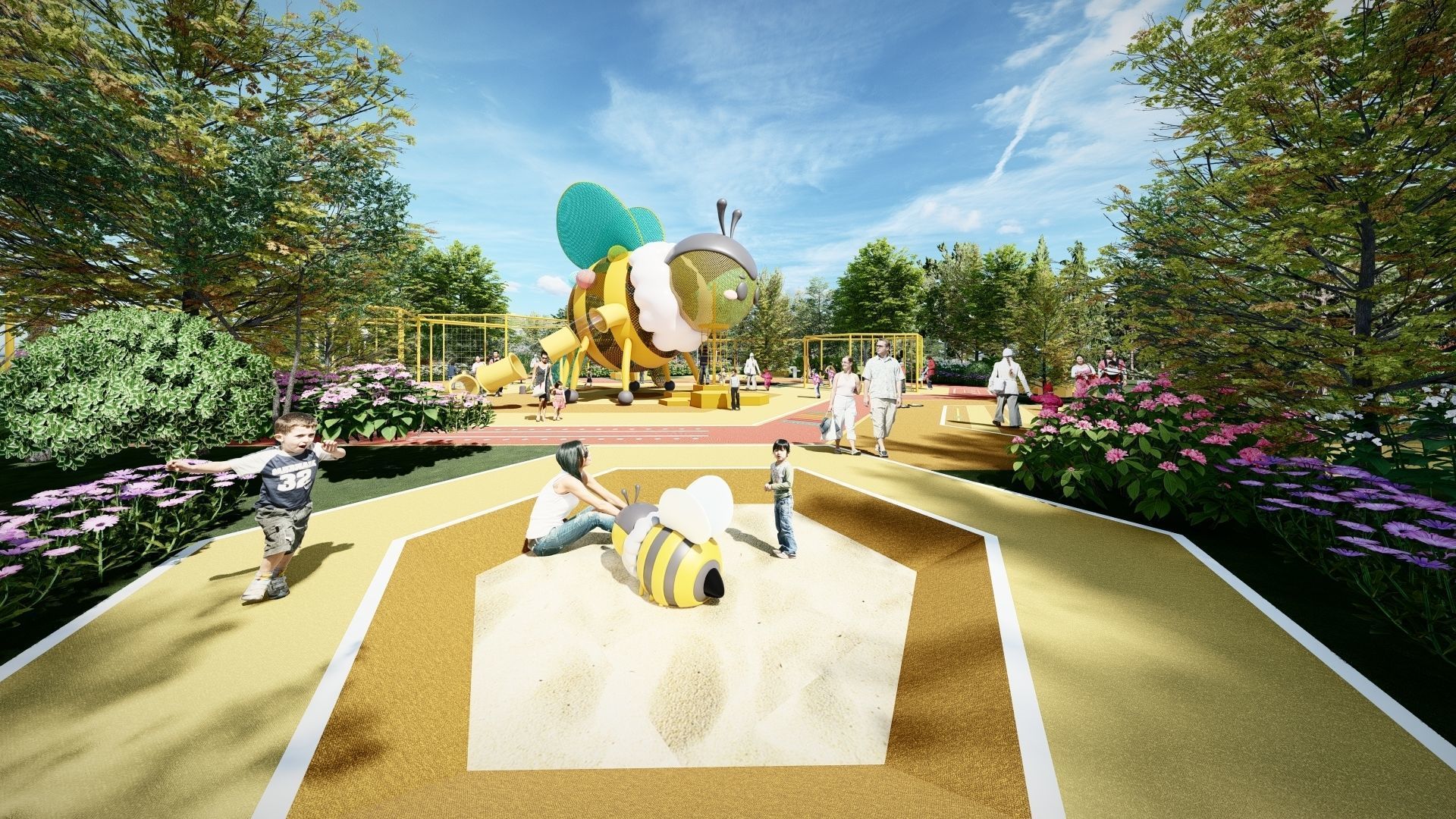 The Bee-Themed Children Playground in Park 3D model_13