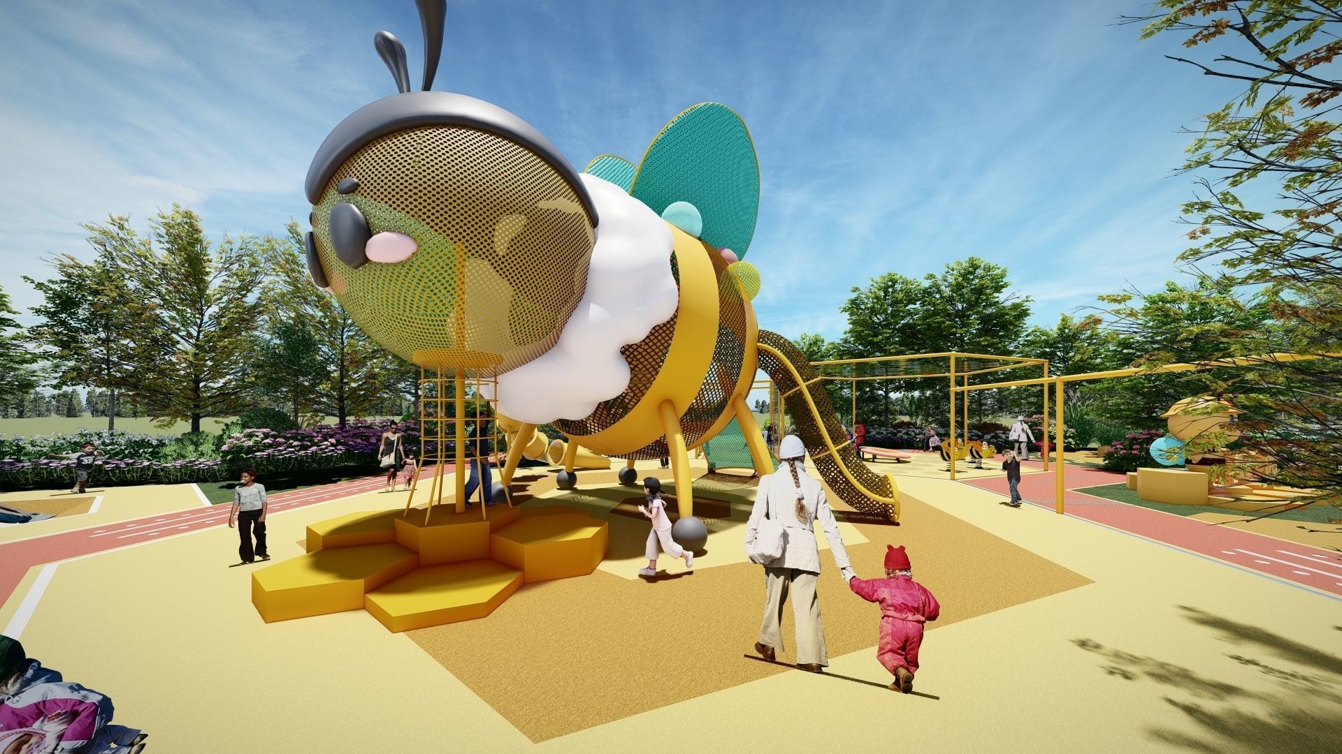 The Bee-Themed Children Playground in Park 3D model_9