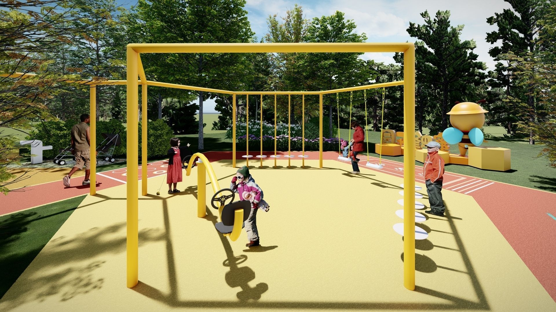 The Bee-Themed Children Playground in Park 3D model_4