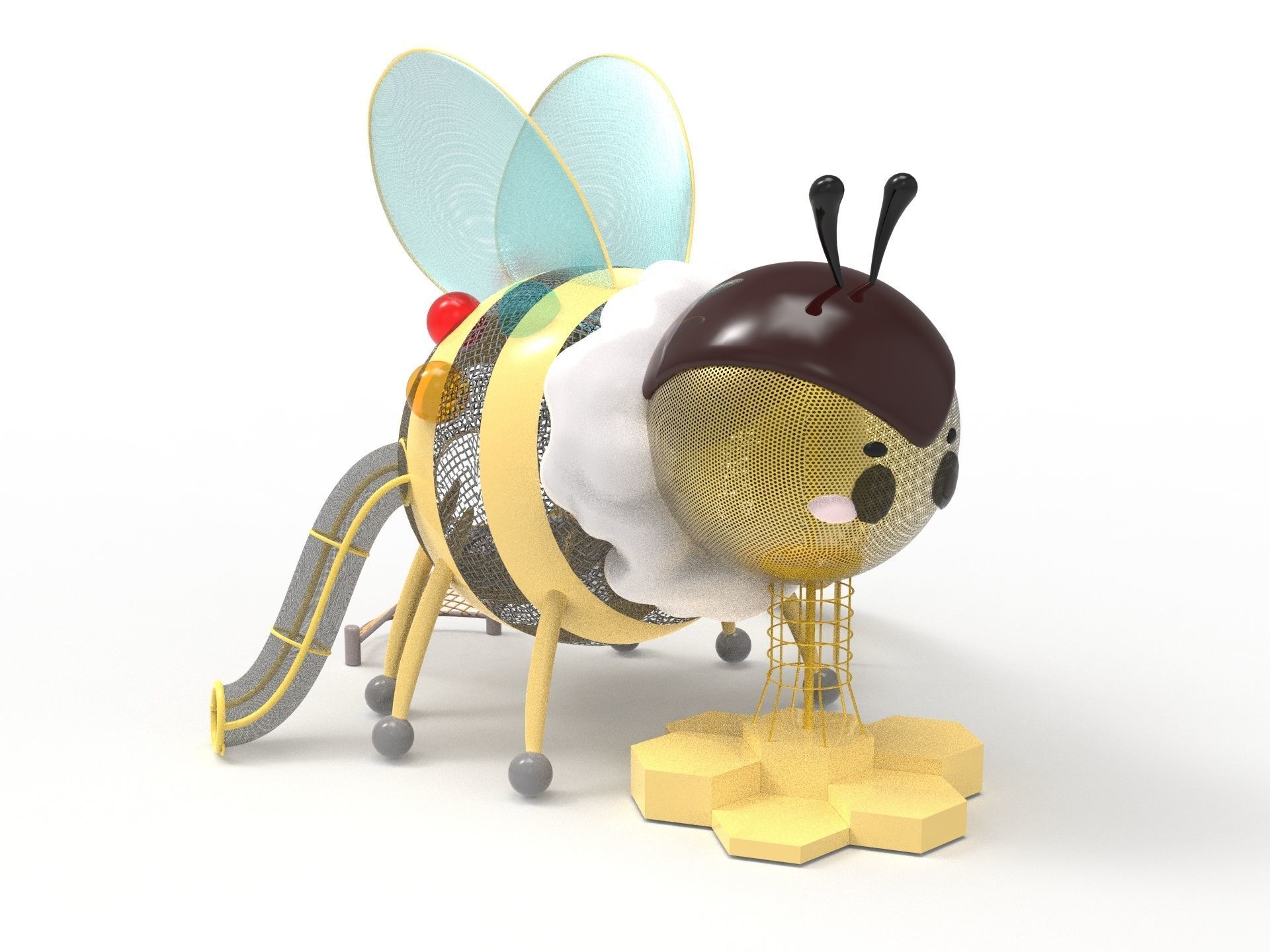 The Bee-Themed Children Playground in Park 3D model_5