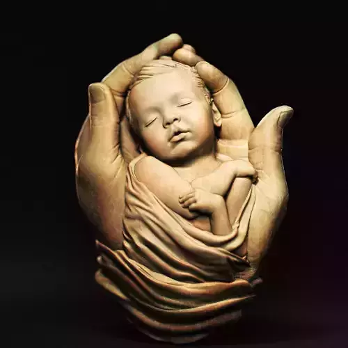 Baby In Hands Relief 01 3D print model