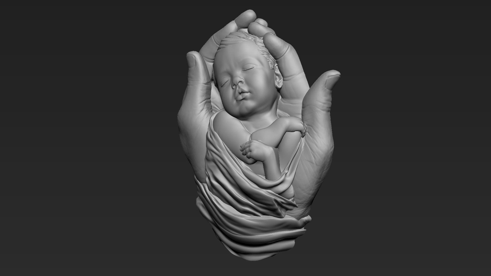 Baby In Hands Relief 01 3D print model_5